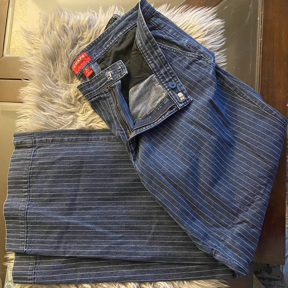 Jenology Chaps Denim Size 16 Jean Trousers 2-front pleats 2-back pockets.